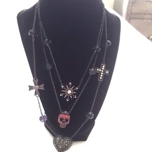 Betsey Johnson cute goth skull necklace